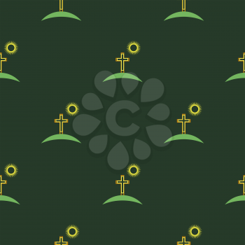 Religion Icons Isolated on Green Background. Seamless Pattern