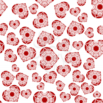 Red Hearts Seamless Pattern. Valentines Day Background. Symbol of Love