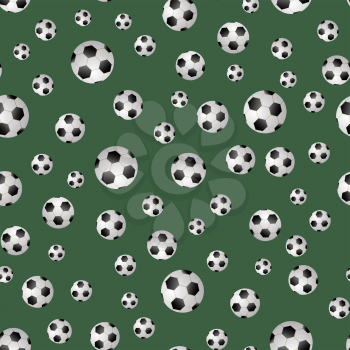 Soccer Ball Seamless Pattern on Green Background