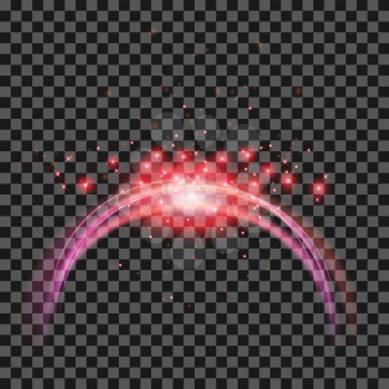 Starry Light Background. Pink Red Glowing Lines. Speed Motion Effect. Sparcle Glitter Trail