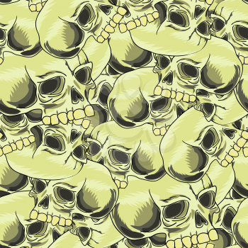 Old Retro Human Skull Seamless Random Pattern