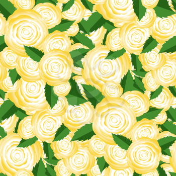 Bouquet of Yellow Roses Random Seamless Pattern. Fresh Floral Background