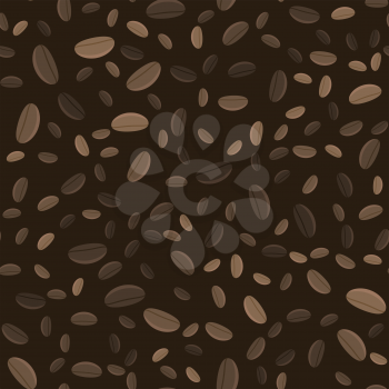 Coffe Beans Seamless Pattern on Brown Background