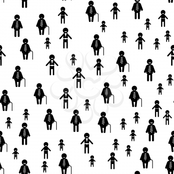 People Icon Seamless Pattern Isolated on White Background. Symbol of Persons.