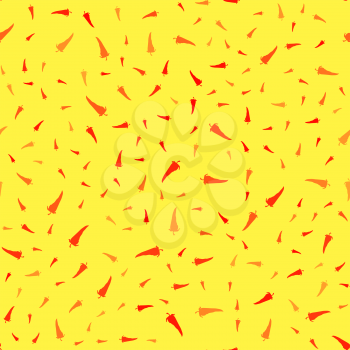 Hot Red Peppers Seamless Pattern on Yellow Background