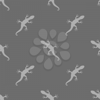 Silhouettes of Salamander Seamless Pattern on Grey Background