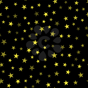 Yellow Star Seamless Pattern Isolated on Black Background