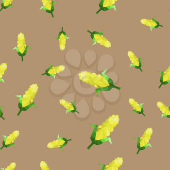 Yellow Corn Seamless Pattern Isolated on Grey Background