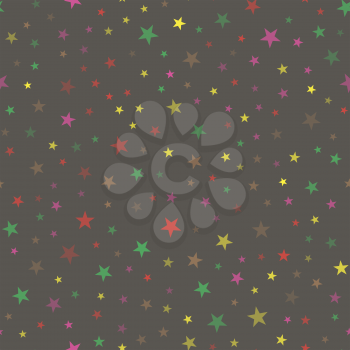 Colored Star Seamless Pattern Isolated on Grey Background