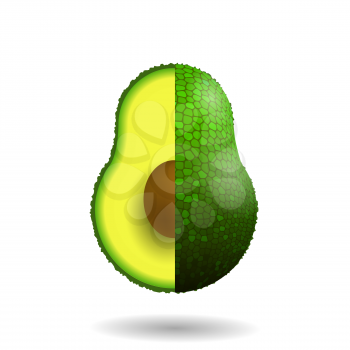 Green Ripe Avocado Fruit Isolated on White Background