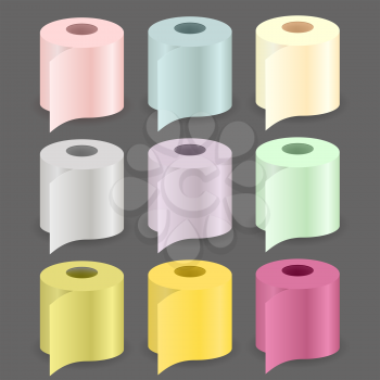 Colorful Paper Roll Set Isolated on Grey Background