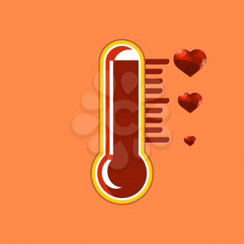 Love Thermometer Valentines Day Isolatetd on Orange Background