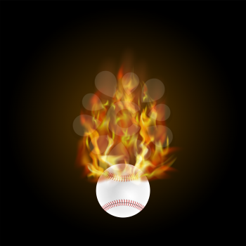 Burning Baseball Ball with Fire Flame Isolated on Black Background