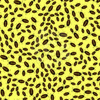 Bug seamless pattern on yellow background. Virus concept