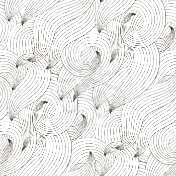 Vector Seamless Wave Hand-drawn Pattern. Random Striped Texture