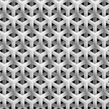 Grey Line Geometric Pattern on Black Background. Isometric Structure.