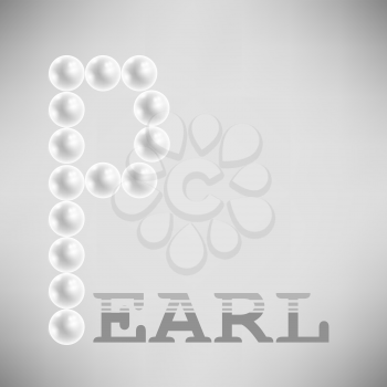 Stylized White Round Pearles Text Isolated on Grey Gradient Background