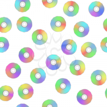 Colorful Digital Disc Seamless Pattern on White Background