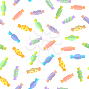 Sweet Colored Candy Seamless Pattern on White Background