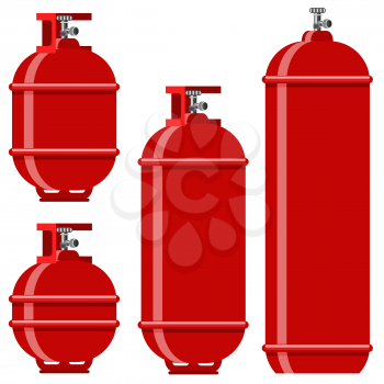 Red Gas Tank Icon Set Isolated on White Background