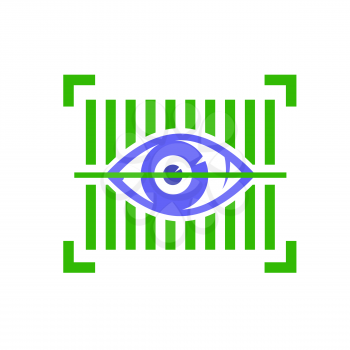 Biometric Identification System for Eyes. Iris Verification Person on White Background. Face Recognition Icon. Human Digital Identity
