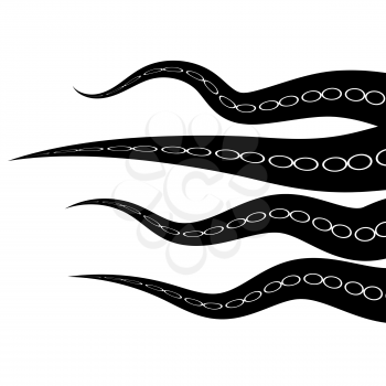 Tentacles Octopus on White Background. Parts of Sea Monster. Natural Fresh Seafood. Giant Kraken Swimming