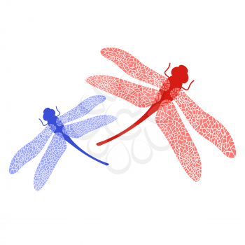 Colored Stilized Dragonfly Isolated on White Background. Insect Logo Design. Aeschna Viridls