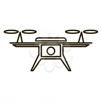 Photo and Video Air Drone Icon Isolated on White Background. Modern Quadrocopter with Digital Camera Silhouette. High Technology Innovation Copter Concept with Remote Control