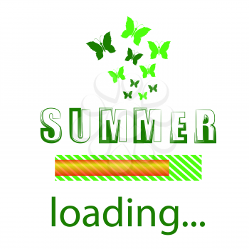 Summer Loading. Seasonal Inscription Template. Butterfly Concept ard. Progress Bar Design.