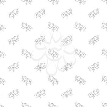 Bee Seamless Pattern Isolated on White Background