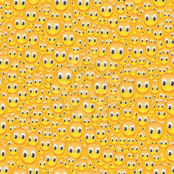 Yellow Smile Seamless Pattern. Set of Web Icons