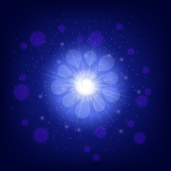 Light effect on blue background. Star burst with sparkles. Glowing glitter texture.