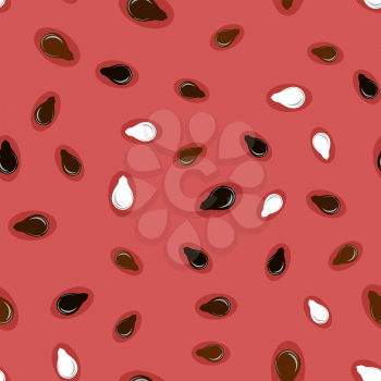 Fresh Sweet Natural Ripe Watermelon Seamless Pattern with Black White Seeds