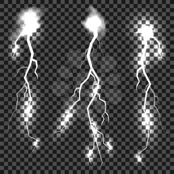 Set of Different Thunders on Grey Checkered Background