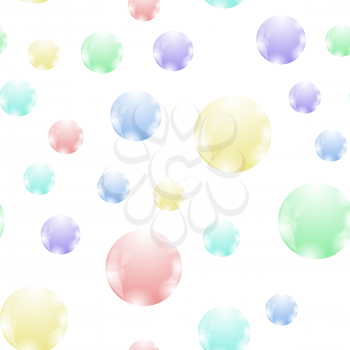 Colored Soap Bubbles Seamless Pattern Isolated on White Background