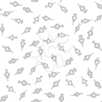 Pen Nib Silhouette Seamless Pattern on White Background