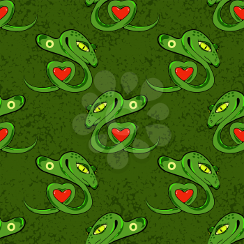 Green Snake Seamless Background. Animal Pattern. Attack Crawling  Danger Predator