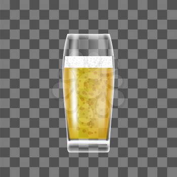 Transparent Beer Glass on Grey Checkered Background