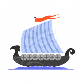 Viking Long Boat Icon Isolated on White Background