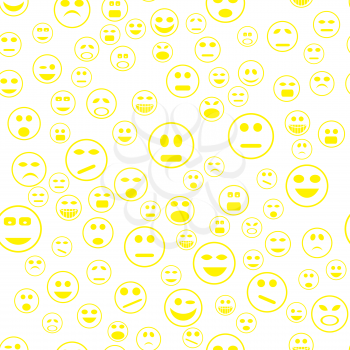 Yellow Smile Seamless Pattern. Set of Web Icons