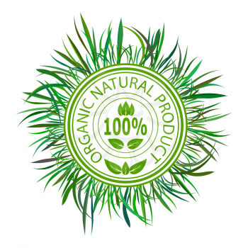 Green Stamp for Natural Organic Product on White Background.
