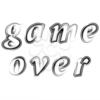 Ink Grunge Game Over Sign on White Background. Gaming Concept. Video Game Screen. Typography Design Poster with Lettering