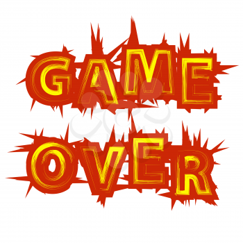 Red Yellow Game Over Sign on White Background. Gaming Concept. Video Game Screen. Typography Design Poster with Lettering