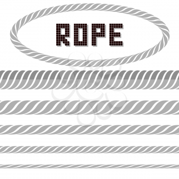 Different Rope Set with Oval Frame on White Background
