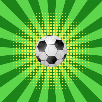 Football Ball Icon on Halftone Green Yellow Background.