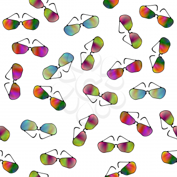Colorful Sunglasses Seamless Pattern on White Background.