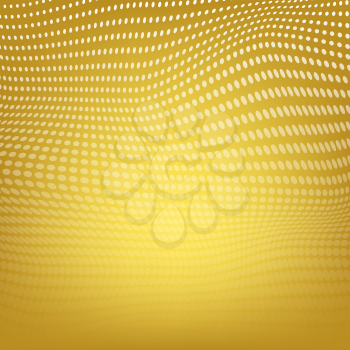 Abstract Polygonal Space. Low Poly Yellow Background with Connecting Dot. Big Data. Connection Structure. Grid with Dots Texture.