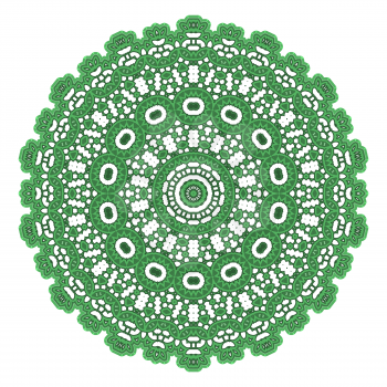 Green Ornamental Pattern. Round Texture Oriental Geometric Ornament.