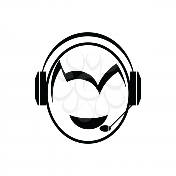 Call Center Help. Customer Service Logo. Support and Contact Icon. Agent or Operator Avatar. Man Wearing Headsets for Communication. Professional Assistant or Consultant Symbol.