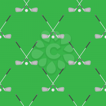 Golf Seamless Pattern. Summer Sport Background. Balls and Sticks Isolated on Green.